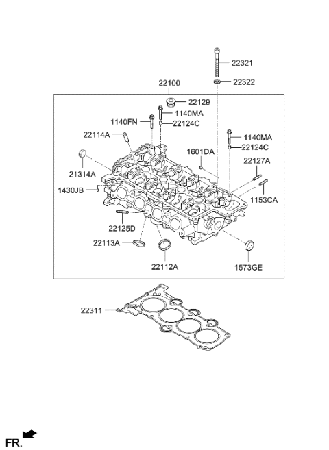 2022 Hyundai Genesis G80 Head Assembly-Cylinder Diagram for 22100-2B701