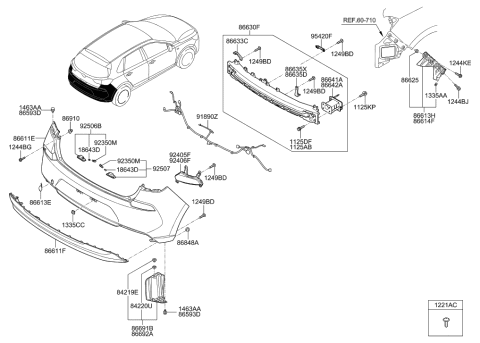 2020 Hyundai Elantra GT Bracket-RR Bumper,UPR Diagram for 86632-G3700