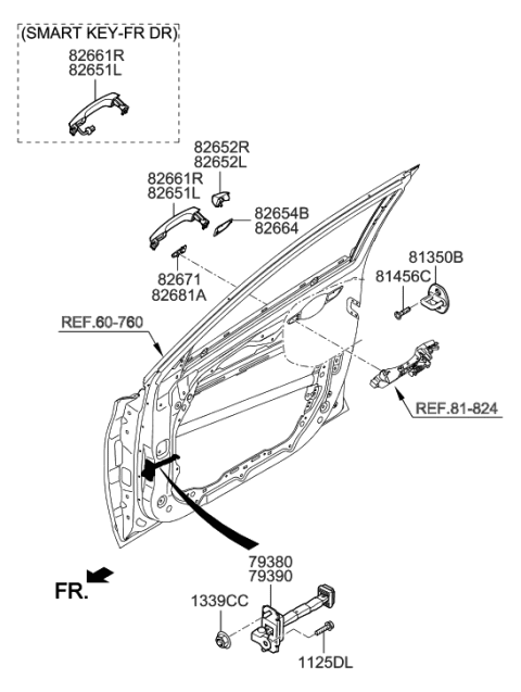 2006 Hyundai Tucson Door Handle Assembly, Exterior, Left Diagram for 82651-G3010