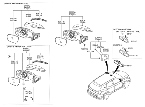 2016 Hyundai Santa Fe Sport Rear View Mirror Scalp, Left, Exterior Diagram for 87616-4Z000