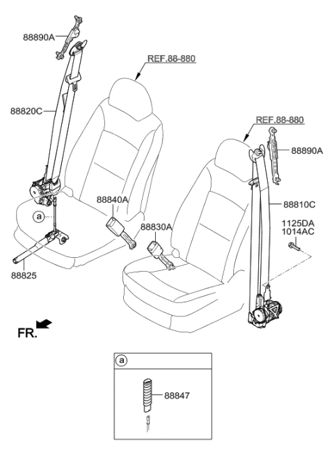 2000 Hyundai Santa Fe Seat Belt PRETENSIONER,RH Diagram for 88841-4Z500