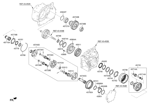 2019 Hyundai Nexo Gear Kit-Automatic Transaxle Transfer Driven Diagram for 45720-3F810