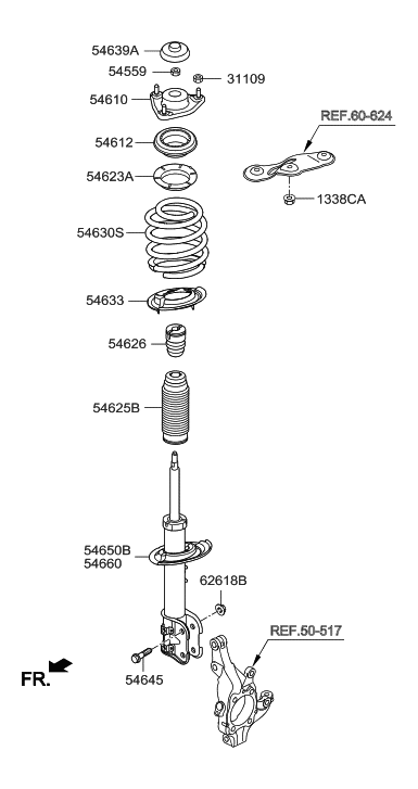 2016 Hyundai Santa Fe Sport Front Spring & Strut Diagram