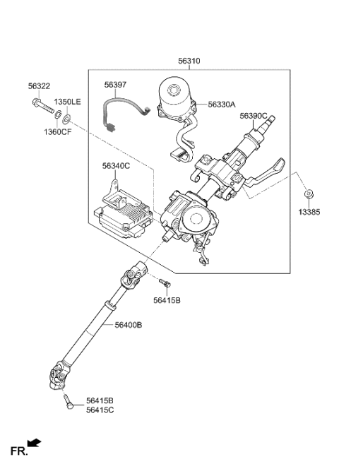 2019 Hyundai Nexo Column & Housing Assembly Diagram for 56390-4Z510