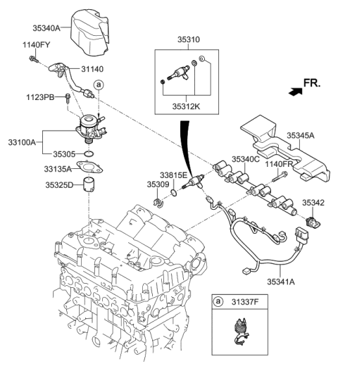 2016 Hyundai Santa Fe Sport Throttle Body & Injector Diagram 1