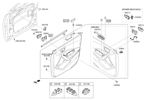 2016 Hyundai Santa Fe Sport Power Window Main Switch Assembly Diagram for 93570-4Z306-UU5