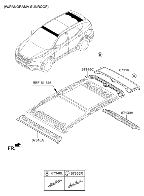 2018 Hyundai Santa Fe Sport Roof Panel Diagram 2