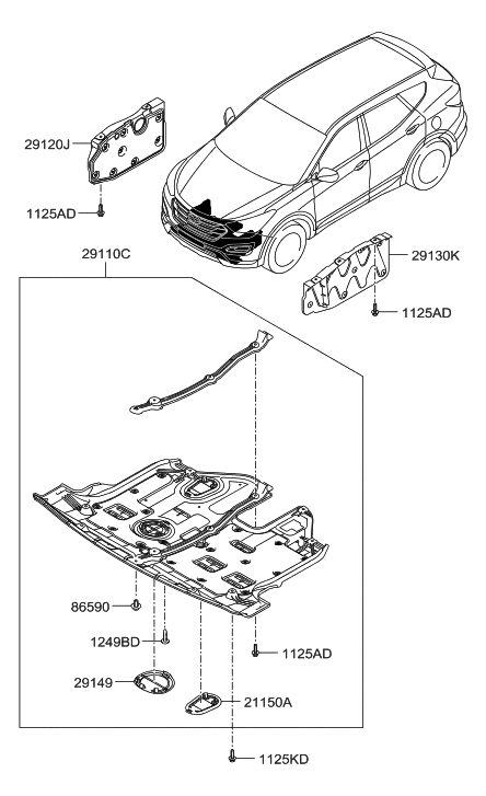 2017 Hyundai Santa Fe Sport Panel-Side Cover,RH Diagram for 29120-4Z000