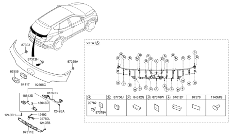 2020 Hyundai Palisade Lamp Assembly-License Plate Diagram for 92501-2W030