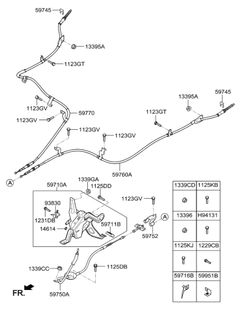 2016 Hyundai Santa Fe Sport Cable Assembly-Parkng Brake Diagram for 59750-4Z500