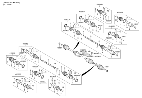 2017 Hyundai Santa Fe Sport Drive Shaft (Front) Diagram 2