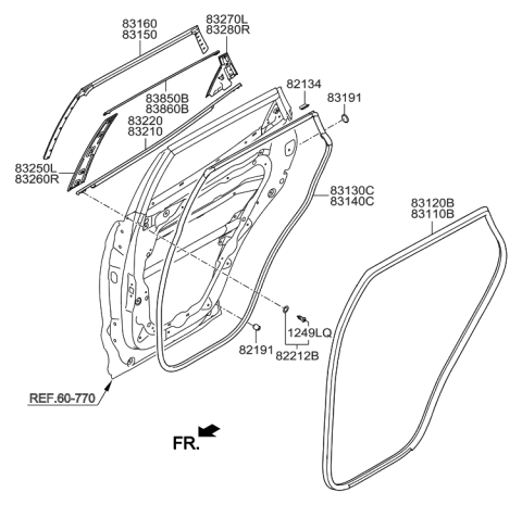 2018 Hyundai Santa Fe Sport Rear Door Moulding Diagram