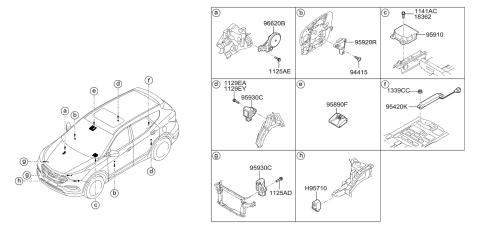 2017 Hyundai Santa Fe Sport Module Assembly-Air Bag Control Diagram for 95910-4Z180