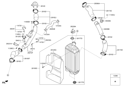 2018 Hyundai Santa Fe Sport Turbocharger & Intercooler Diagram 2