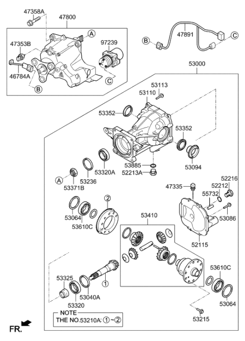 2016 Hyundai Santa Fe Sport Carrier Assembly-Differential Diagram for 53000-3B560