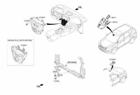 2018 Hyundai Santa Fe Sport Heater Control Assembly Diagram for 97250-4ZEA0-U4X