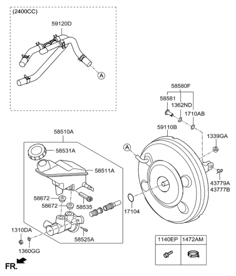 2017 Hyundai Santa Fe Sport Booster Assembly-Brake Diagram for 59110-C6900