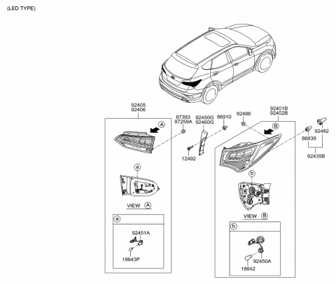 2018 Hyundai Santa Fe Sport Rear Combination Lamp Diagram 2