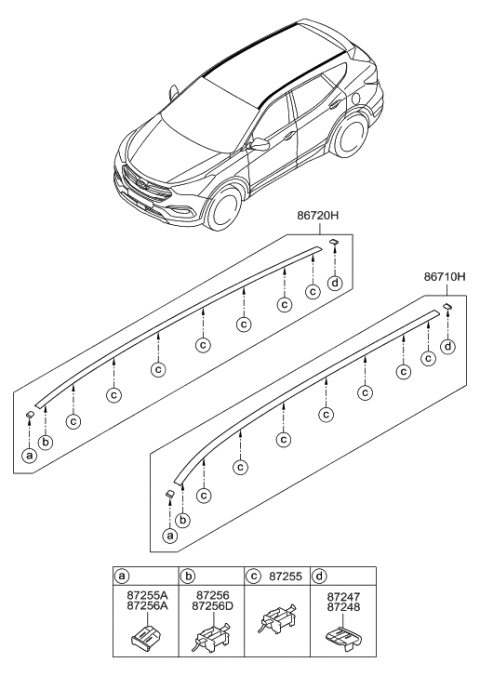 2016 Hyundai Santa Fe Sport Roof Garnish & Rear Spoiler Diagram 1