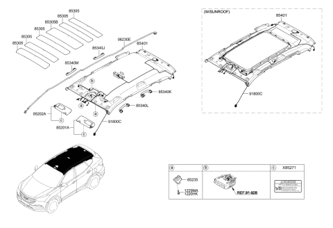 2017 Hyundai Santa Fe Sport Sun Visor Assembly, Right Diagram for 85220-2W070-VYN