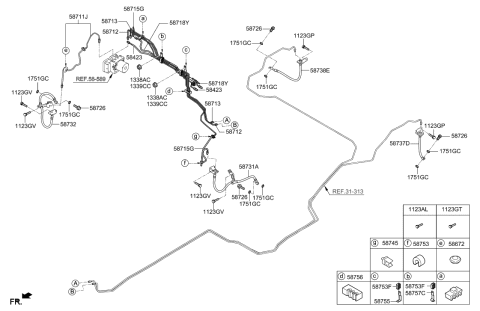 2017 Hyundai Santa Fe Sport Clip-Brake Fluid Line Diagram for 58756-4Z000