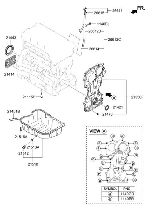 2018 Hyundai Santa Fe Sport Belt Cover & Oil Pan Diagram 1