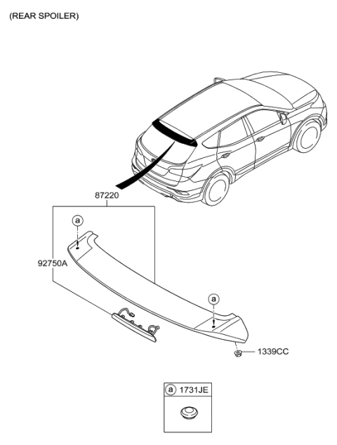 2018 Hyundai Santa Fe Sport Roof Garnish & Rear Spoiler Diagram 3