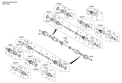 2016 Hyundai Santa Fe Sport Drive Shaft (Front) Diagram 3