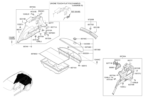 2018 Hyundai Santa Fe Sport Luggage Assembly-Center Box Diagram for 85715-4Z100-RYN