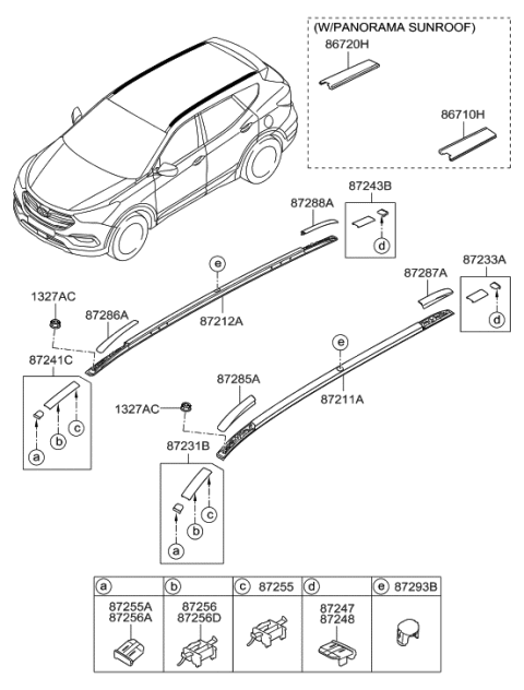 2016 Hyundai Santa Fe Sport Cap 1-Roof Rack Center,LH Diagram for 87293-4Z000