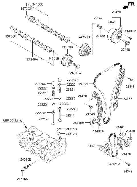 2017 Hyundai Santa Fe Sport Camshaft & Valve Diagram 2