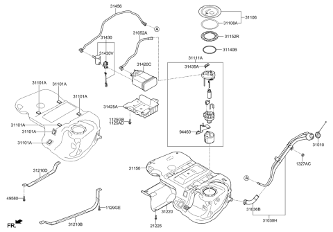 2018 Hyundai Santa Fe Sport Tank Assembly-Fuel Diagram for 31150-4Z050