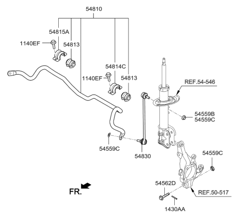 2000 Hyundai Santa Fe Link-Stabilizer Diagram for 54830-4Z000