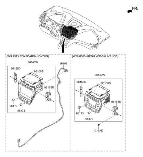 2017 Hyundai Santa Fe Sport Bracket-Set Mounting,RH Diagram for 96176-2W000