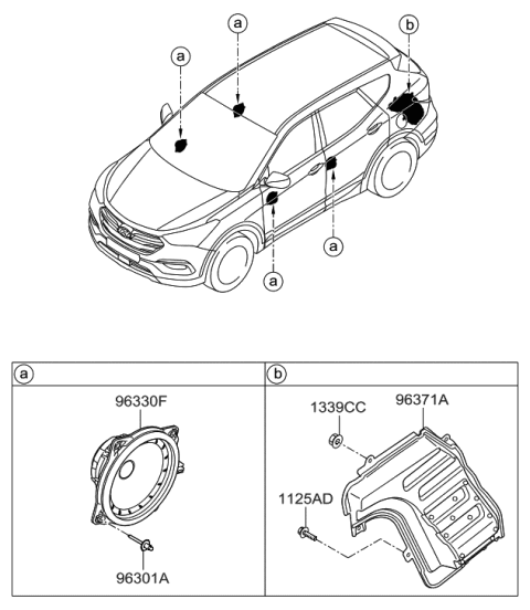 2016 Hyundai Santa Fe Sport Speaker Diagram 1
