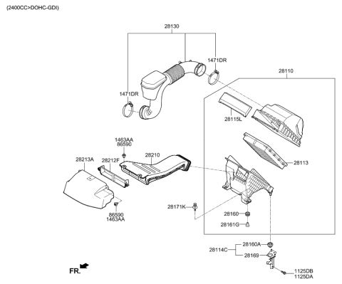 2019 Hyundai Nexo Hose Assembly-Air Intake Diagram for 28130-4Z700