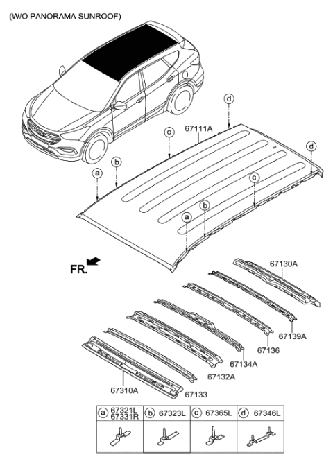 2018 Hyundai Santa Fe Sport Panel-Roof Diagram for 67111-2W000