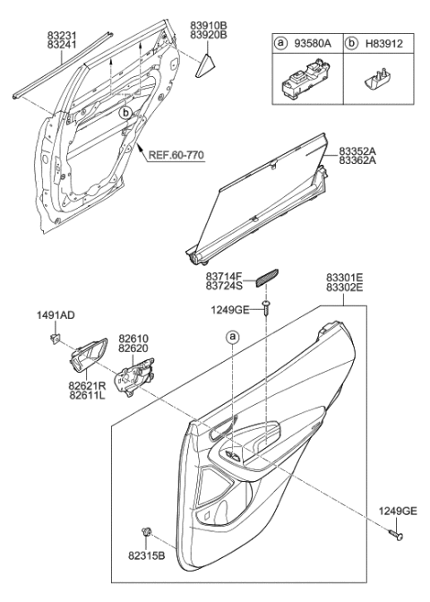 2018 Hyundai Santa Fe Sport Power Window Sub-Switch Assembly Diagram for 93580-2W001-UU5