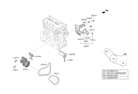 2016 Hyundai Santa Fe Sport Coolant Pump Diagram 1