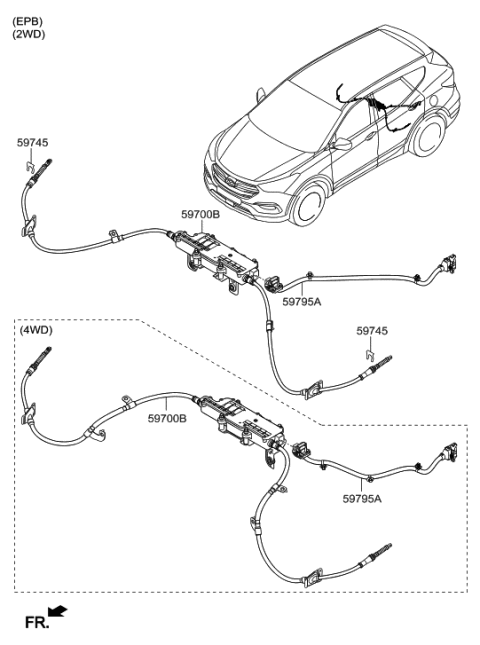 2018 Hyundai Santa Fe Sport Extension Wire-Epb Connector Diagram for 59795-4Z400