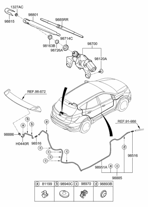 2018 Hyundai Santa Fe Sport Rear Wiper & Washer Diagram