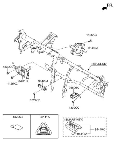 2017 Hyundai Santa Fe Sport Tpms Module Assembly Diagram for 95800-4Z500