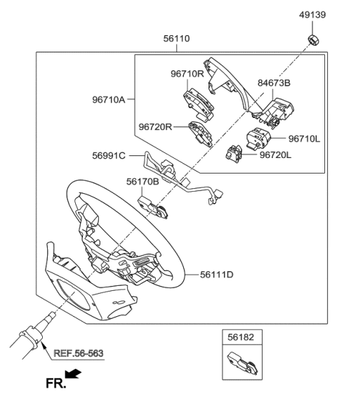 2017 Hyundai Santa Fe Sport Steering Remote Control Switch Assembly Diagram for 96710-2W580-UNB