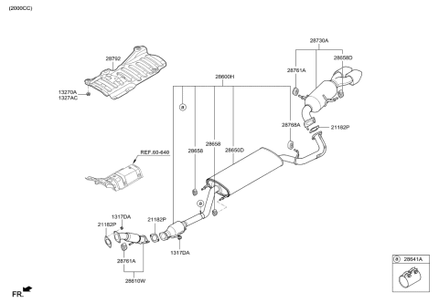 2016 Hyundai Santa Fe Sport Center Muffler Assembly Diagram for 28650-4Z600