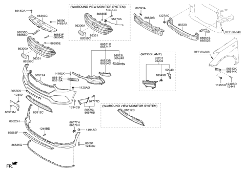 2018 Hyundai Santa Fe Sport Front Bumper Diagram