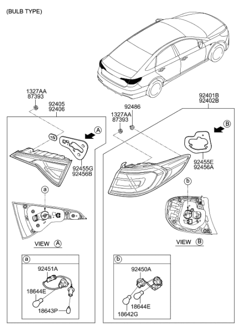 2017 Hyundai Sonata Lamp Assembly-Rear Combination Inside,LH Diagram for 92403-C2000