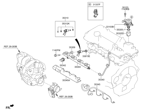 2016 Hyundai Sonata Throttle Body & Injector Diagram 1