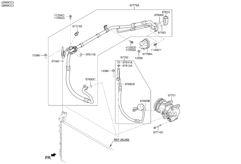 2016 Hyundai Sonata Air conditioning System-Cooler Line Diagram 1