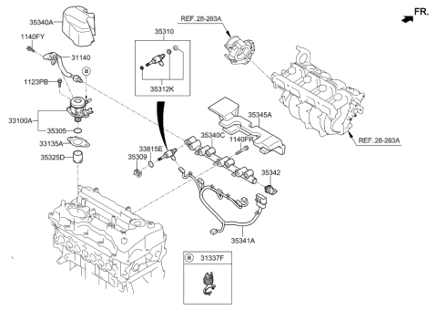 2015 Hyundai Sonata Throttle Body & Injector Diagram 2