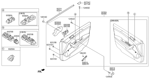 2022 Hyundai Tucson Power Window Sub-Switch Assembly Diagram for 93575-C2110